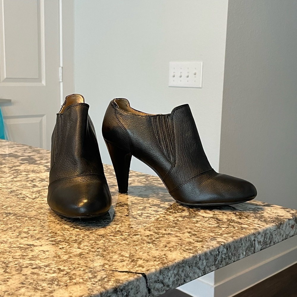 Black leather ankle boots
